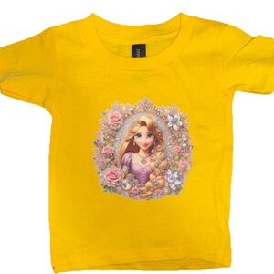 Disney Princess Character Graphic T-Shirt Yellow Kids 2T NEW